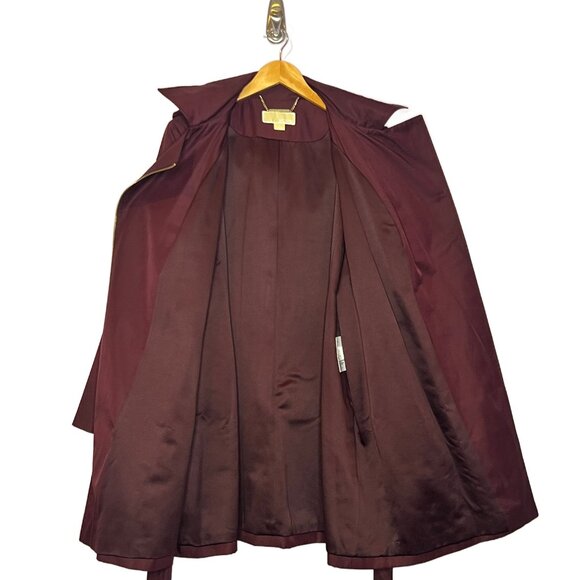 Michael Kors Trench Coat szXL Mid-length Burgundy/Maroon color - Picture 4 of 9